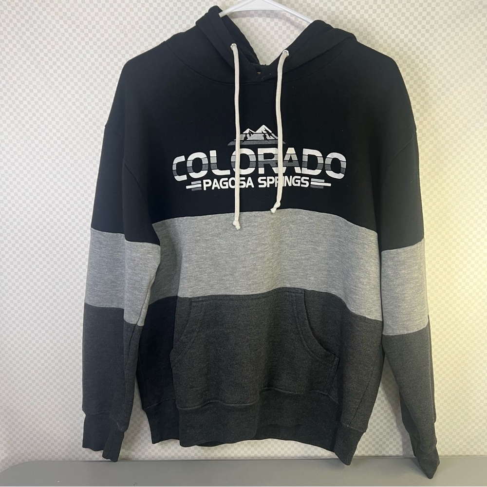 Tipsy COLORADO Gray And Black Hoodie Sweatshirt‎ Unisex Medium Made In USA